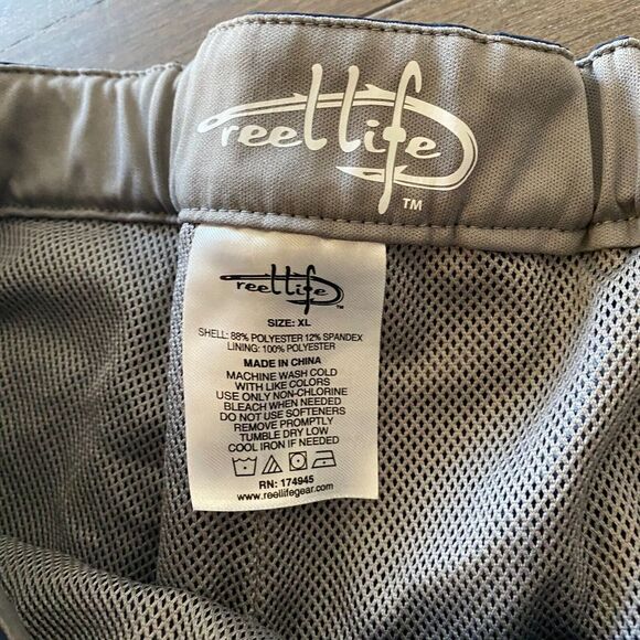 Reel Life Shorts Men's XL Blue Mesh Lined Elastic Waist Snap Surfing Swim Trunks - Picture 6 of 14